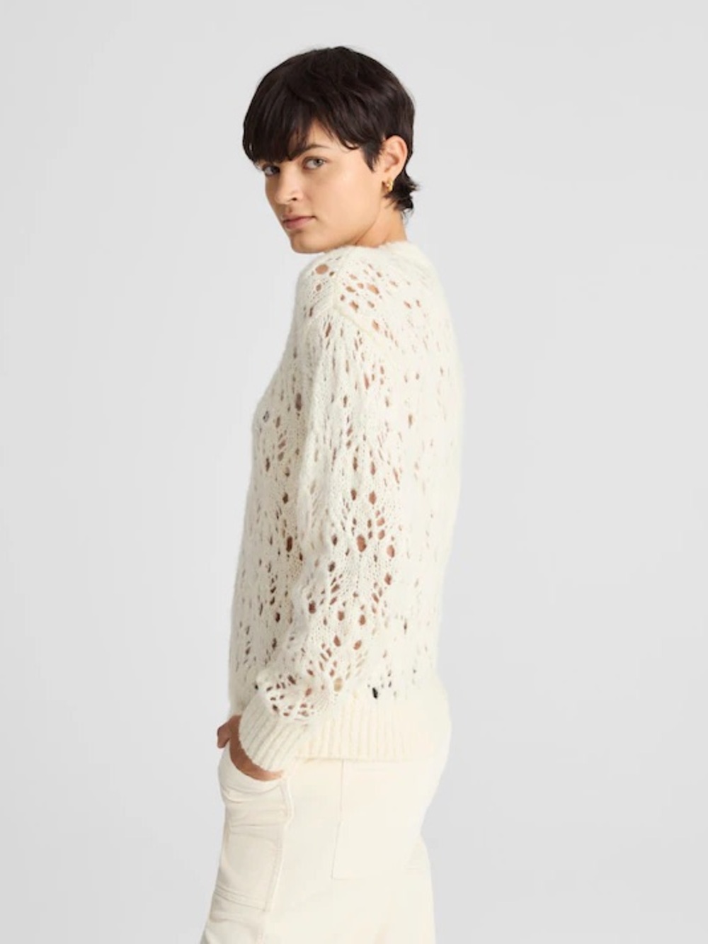 Madewell Pointelle-Stitch Drop-Shoulder Sweater - Picture 5 of 7
